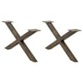 Miniatyrbild 1 av 2: Soffbordsben X-formade 2 st naturstål 70x(30-31) cm stål