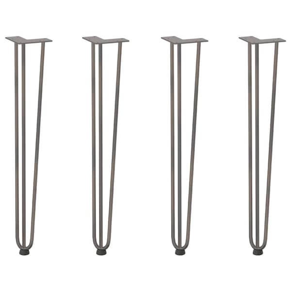 Hårnålsformade bordsben 4 st naturstål 72 cm massivt stål