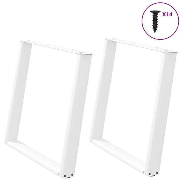 Matbordsben U-formad 2 st vit 100x(72-73) cm stål