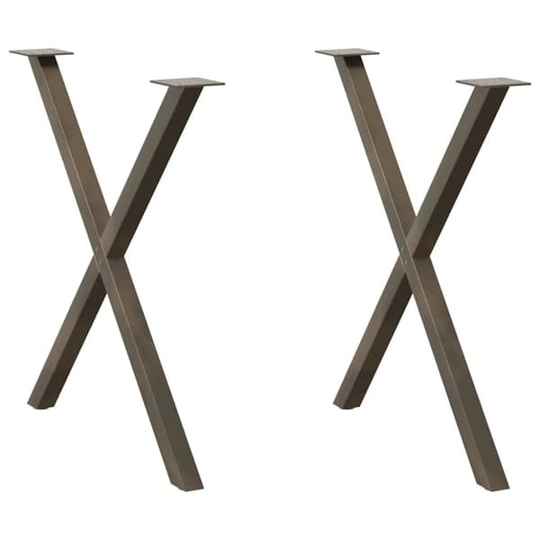 Matbordsben X-formad 2 st naturstål 70x(72-73) cm stål