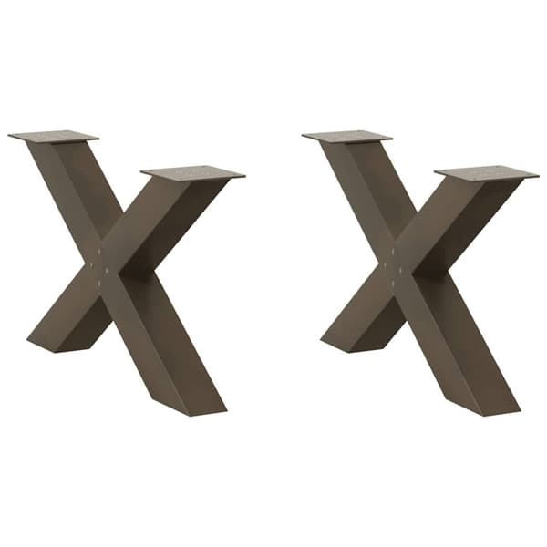 Soffbordsben X-formade 2 st naturstål 70x(42-43) cm stål