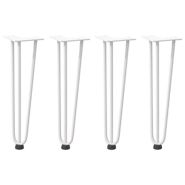 Hårnålsformade bordsben 4 st vit 42 cm massivt stål