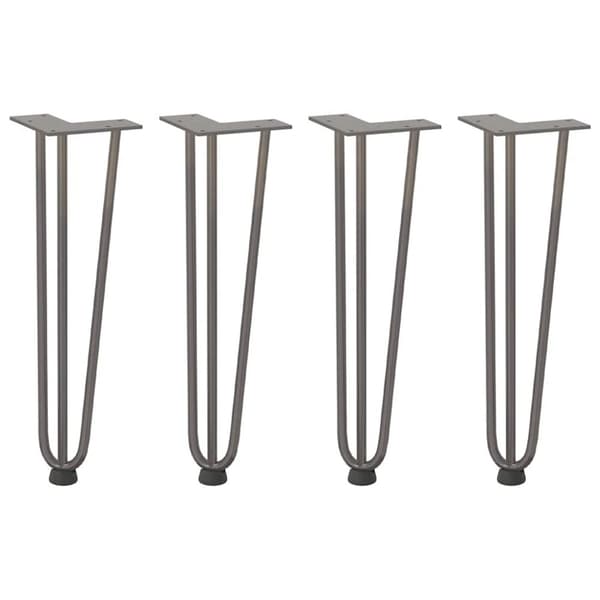 Hårnålsformade bordsben 4 st naturstål 42 cm massivt stål