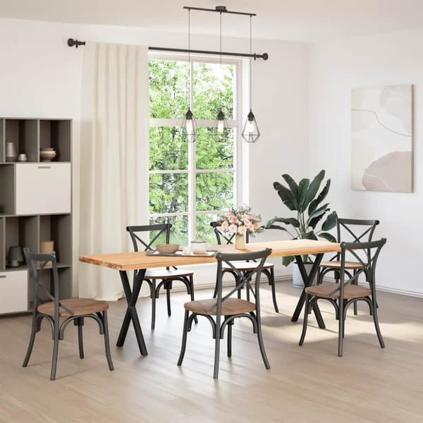 Matbordsben X-formad 2 st svart 57x(72-73) cm stål