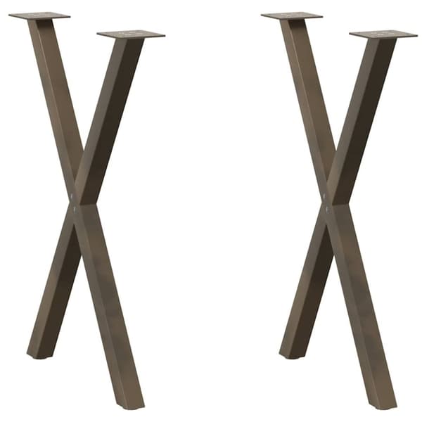 Matbordsben X-formad 2 st naturstål 57x(72-73) cm stål