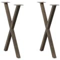 Miniatyrbild 1 av 2: Matbordsben X-formad 2 st naturstål 57x(72-73) cm stål