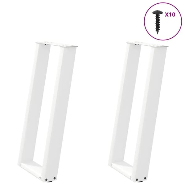 Konsolbordsben U-formad 2 st vit 28x(72-73) cm stål