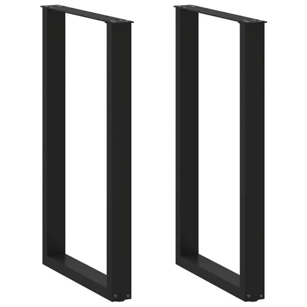 Soffbordsben U-formade 2 st svart 60x(100-101) cm stål