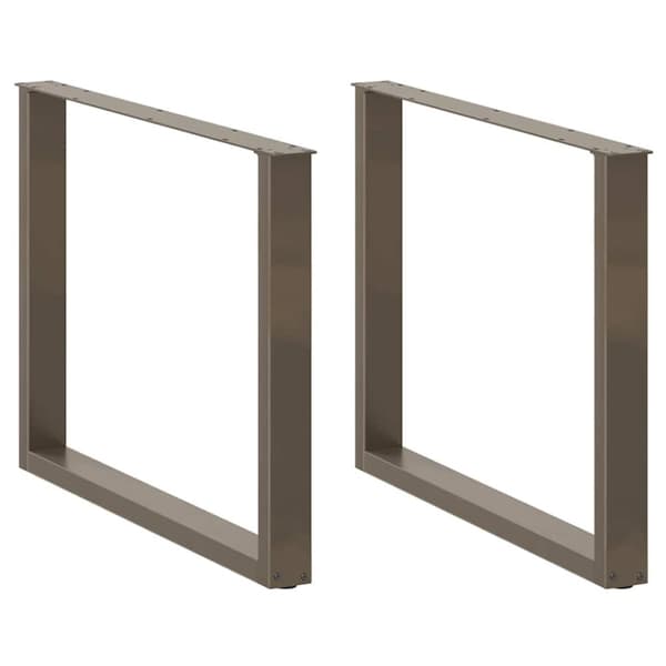 Matbordsben U-formad 3 st naturstål 100x(72-73) cm stål