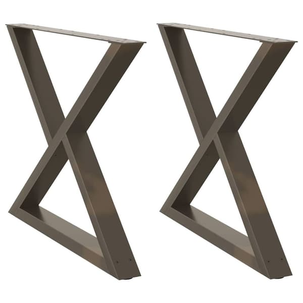 Matbordsben 2 st naturligt stål 90x(72-73,3) cm stål