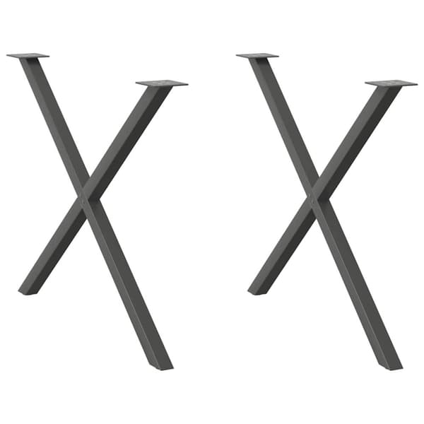 Matbordsben X-formad 2 st antracit 90x(72-73) cm stål