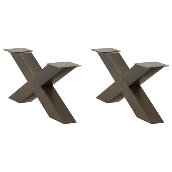 Soffbordsben X-formade 2 st naturstål 70x(30-31) cm stål