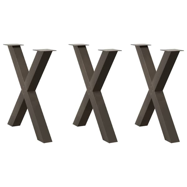 Matbordsben X-formad 3 st naturstål 70x(72-73) cm stål