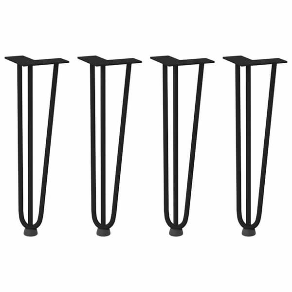 Hårnålsformade bordsben 4 st svart 42 cm massivt stål