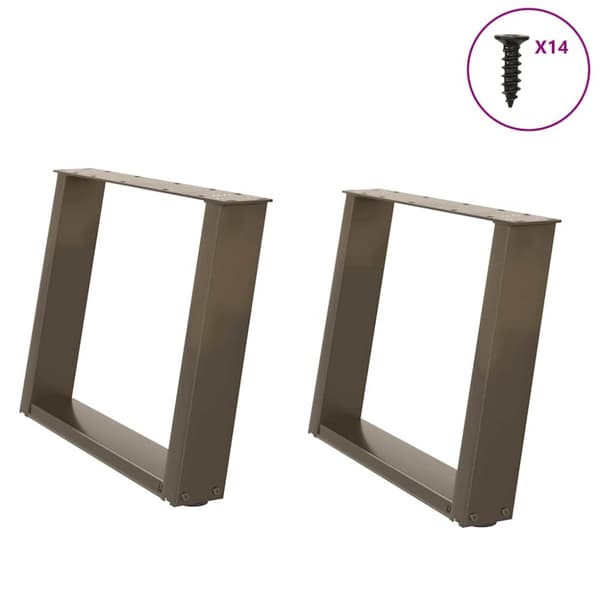 Soffbordsben U-formade 2 st naturstål 60x(42-43) cm stål