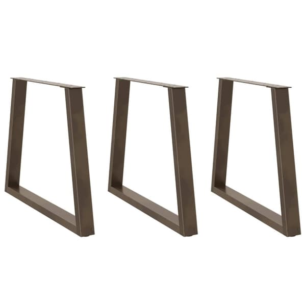 Matbordsben V-formade 3 st naturstål 80x(72-73,3) cm stål