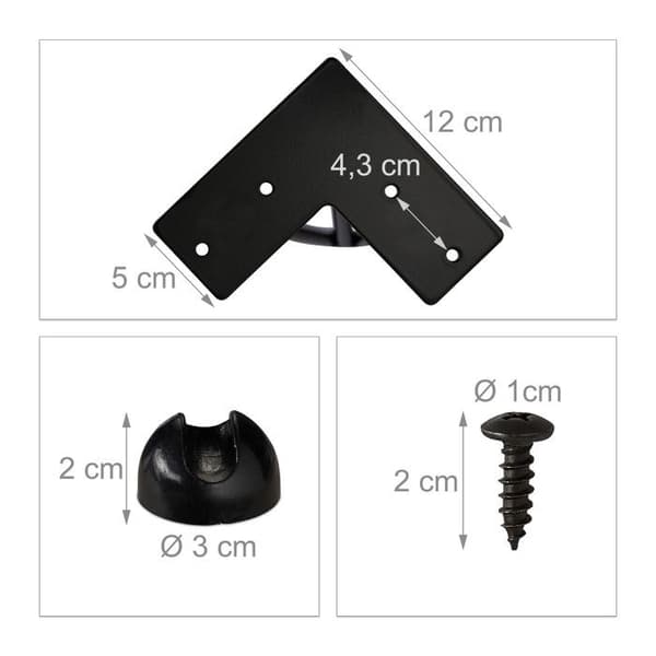 Relaxdays Hårnålsfötter, set om 4, 3 distanser, i metall, pallar, bord och skåp, 86 cm, 3 distanser
