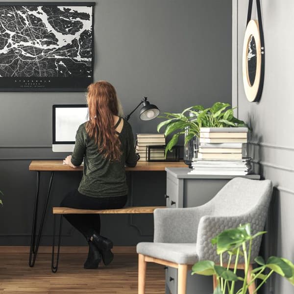 Relaxdays Hårnålben, set med 4, 2 distanser, i metall, pallar, bord och skåp, 15 cm h; svart