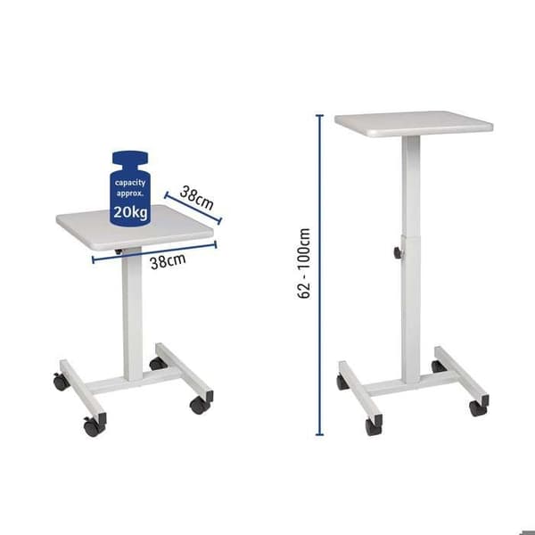 MAUL Bord 38 x 38 cm - med hjul - grå - metall - 1 styck