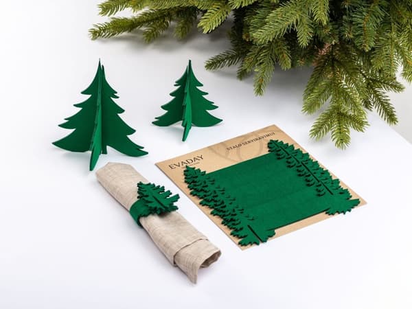 Juldekorationsset JULGRAN, filt, 1 st. h 16,5 cm och 2 st. h 13 cm