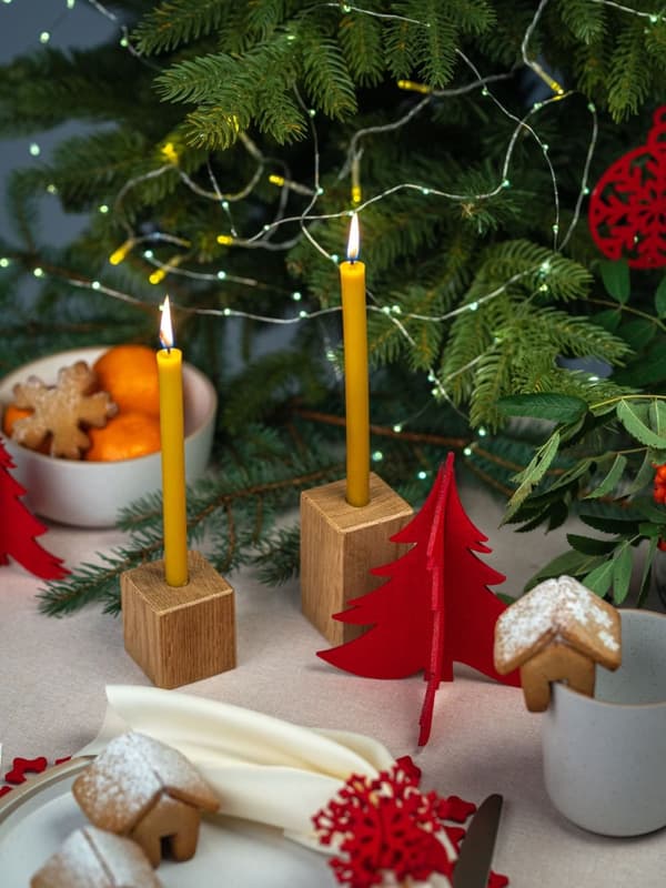 Juldekorationsset JULGRAN, filt, 1 st. h 16,5 cm och 2 st. h 13 cm
