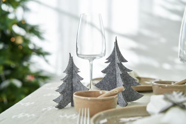 Juldekorationsset JULGRAN, filt, 1 st. h 16,5 cm och 2 st. h 13 cm