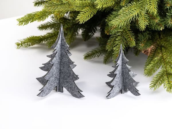 Juldekorationsset JULGRAN, filt, 1 st. h 16,5 cm och 2 st. h 13 cm