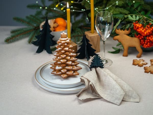 Juldekorationsset JULGRAN, filt, 1 st. h 16,5 cm och 2 st. h 13 cm