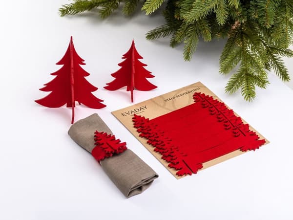 Julservettringar JULGRAN, filt, 6 st. Ø 5 cm