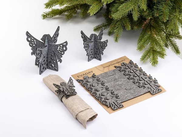 Julservettringar ÄNGEL, filt, 6 st. Ø 5 cm