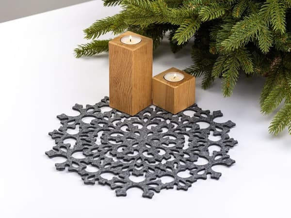 Juligt bordsunderlägg SNÖFLINGA, filt, Ø 35 cm