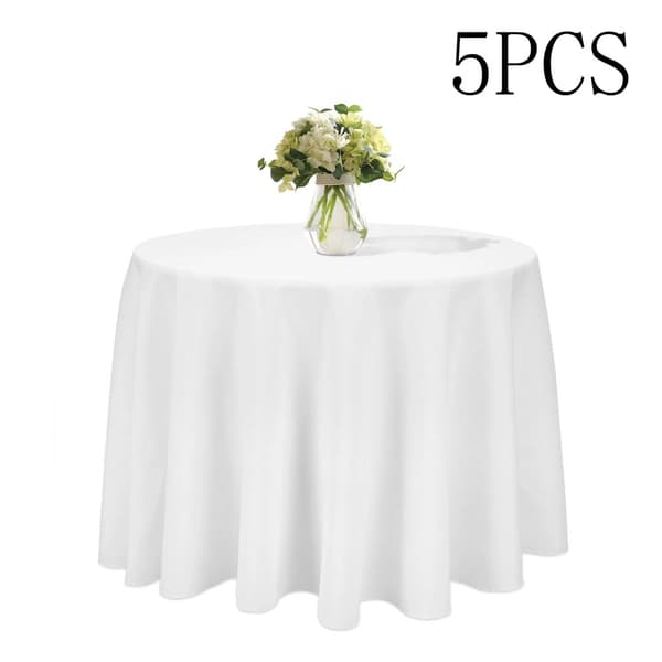 Hvid Rund Polyester Borddug, Nem Vedligeholdelse, Elegant Æstetik,Hvid 5 stk.