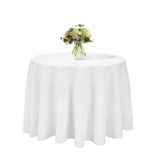 Hvid Rund Polyester Borddug, Nem Vedligeholdelse, Elegant Æstetik,Hvid 5 stk.
