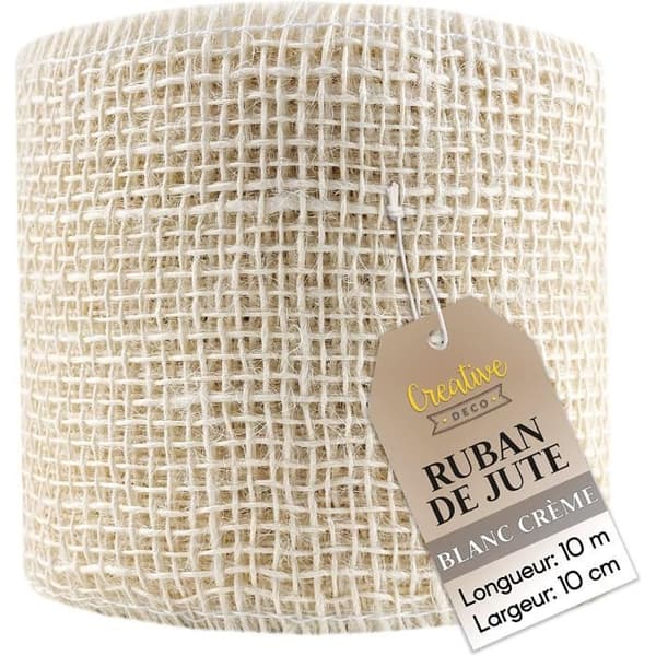 Ruban Väggduk Jute 10cm x 10m Vit - Creative Deco