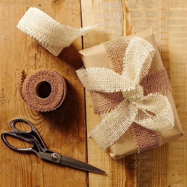 Jute Bordslöpare - CREATIVE DECO - Set med 2 - Vit - 5cm x 5m - Bröllopsdekoration