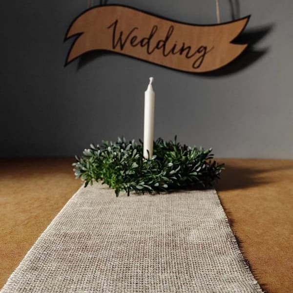 Jute Bordslöpare Band 30cm x 10m Vit CREATIVE DECO - Bröllopsdekoration