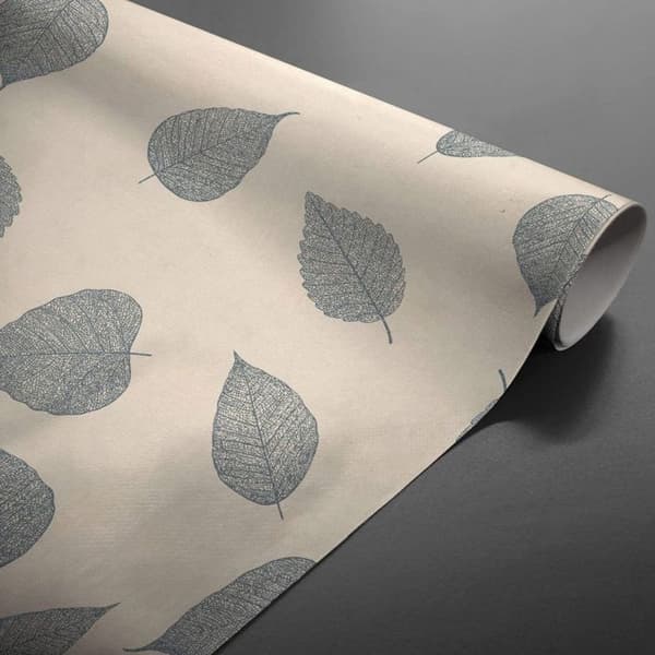 Vaxduk på metern - Bredd 140 cm - Glittriga blad grå - Grå