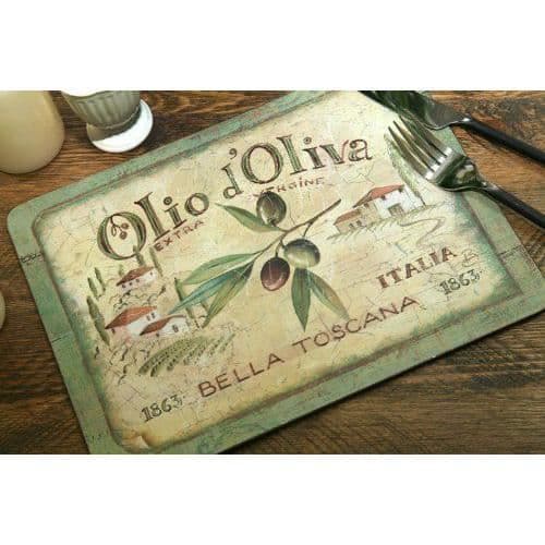 Creative Tops Olio D Oliva XL cm-glas med korkbaksida, set med 4 placemats - 5169661