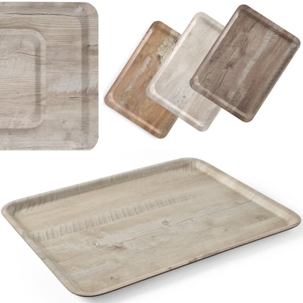 Serveringsbakke lamineret lyst træ 430 x 330 mm - Hendi 508862