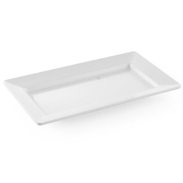 Rektangulært melaminfad 36x20,5 cm højde 3,8 cm hvid - Hendi 561508