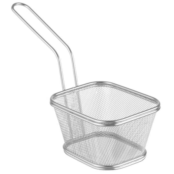 Minikurv til servering af stegte snacks med håndtag 130x115x80 mm - Hendi 425688