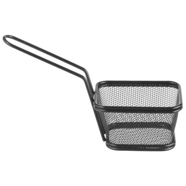 Kurv til servering af stegte pommes frites snacks med hank sort 105x90x60 mm - Hendi 425671