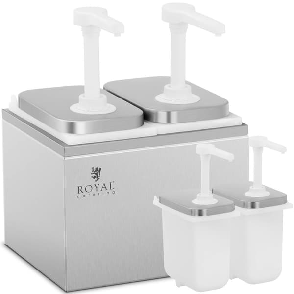 Dubbel dispenser för såser med rostfri pump, 2 x 2 l