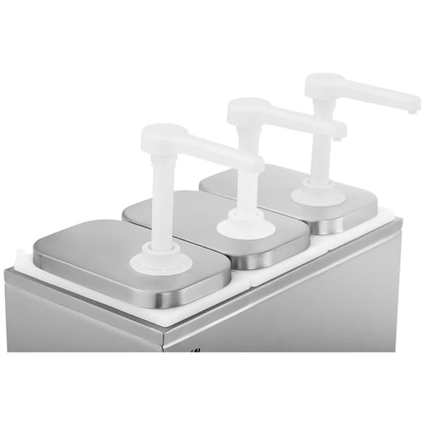 Tredobbelt dispenser til saucer med en rustfri stålpumpe, 3 x 2 l