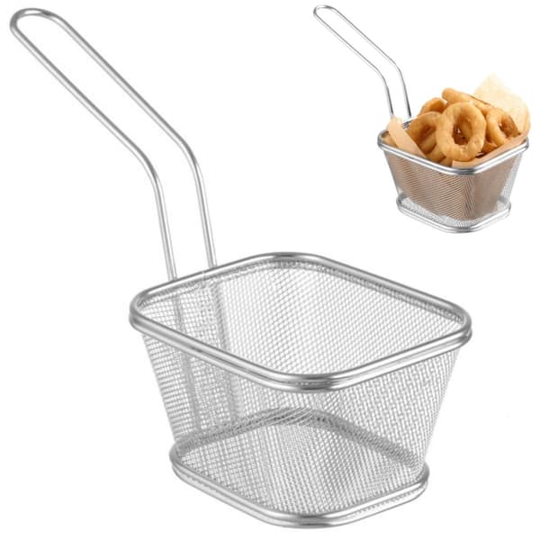 Minikorg för servering av stekta snacks med handtag 130x115x80 mm - Hendi 425688