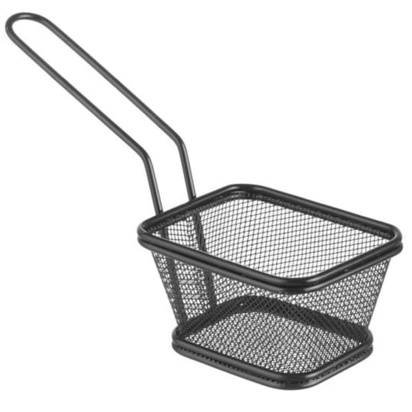 Kurv til servering af stegte pommes frites snacks med hank sort 105x90x60 mm - Hendi 425671