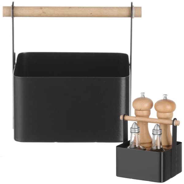 Organizer bordkurv til krydderier med træhåndtag 17x13x16 cm - Hendi 427057