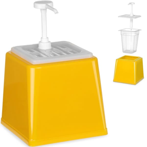 Sinappikastike-annostelija pumpulla 2,5l keltainen - Hendi 203538