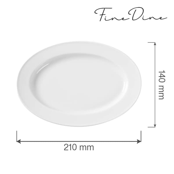 Oval serveringsfat Bianco 210x140 mm (6 st)