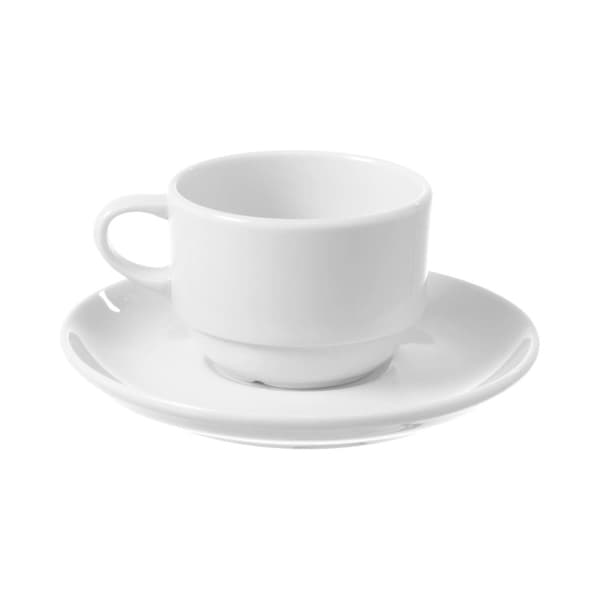 Staplingsbar kopp med fat Bianco 90 ml (6 st)